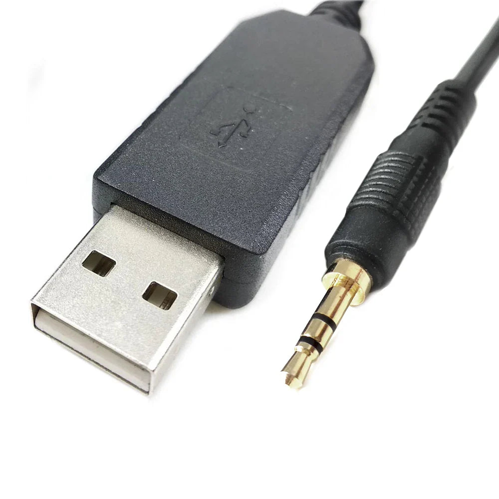 Black usb uart to 2.5mm stereo interface communication cable with silver usb ft232r connector for ti-83 plus calculator