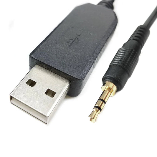 Black usb uart to 2.5mm stereo interface communication cable with silver usb ft232r connector for ti-83 plus calculator