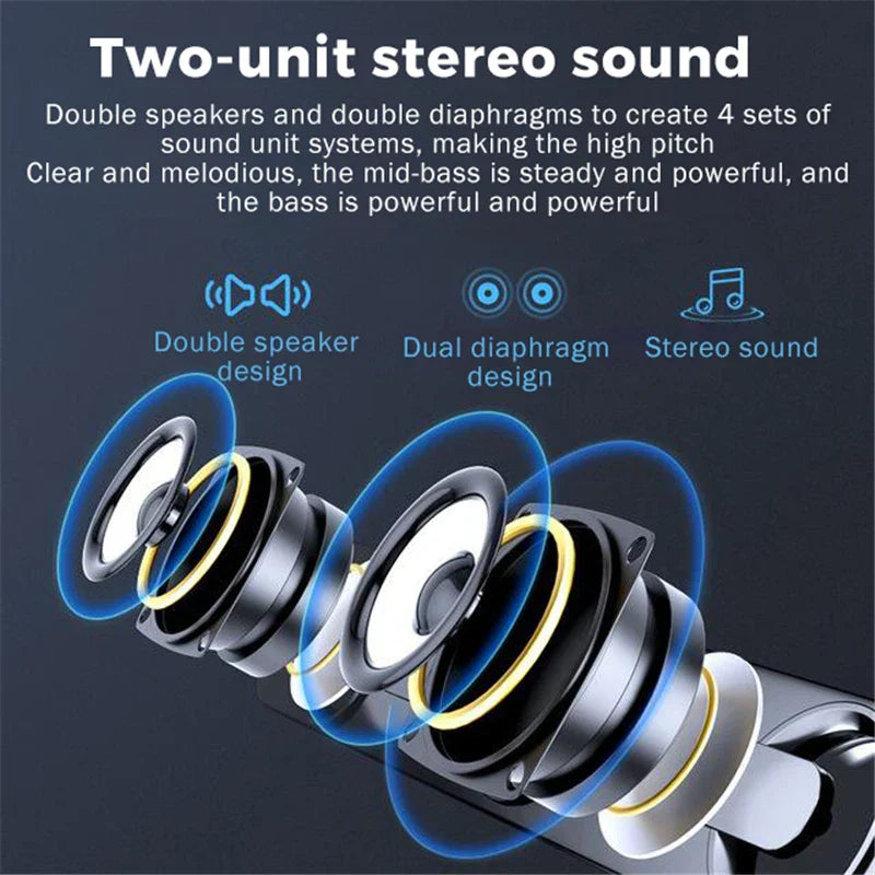 Black and gold usb wired powerful computer speaker bar with dual-unit stereo surround sound box for pc and laptop use