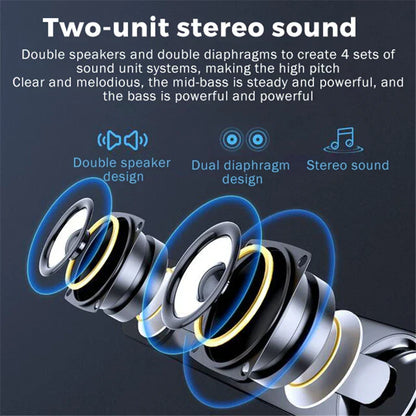 Black and gold usb wired powerful computer speaker bar with dual-unit stereo surround sound box for pc and laptop use