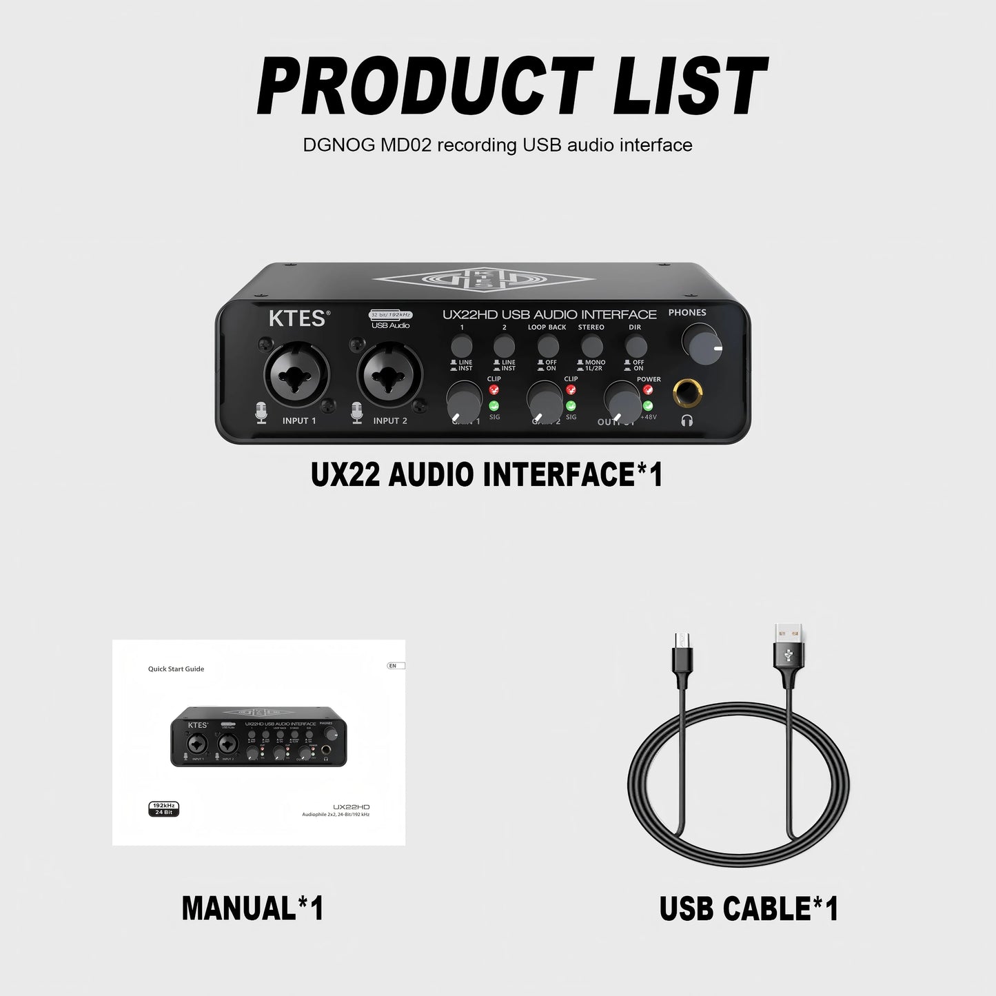 Black ux22 audio interface with two xlr inputs stereo outputs and power button for studio recording live podcast daw music