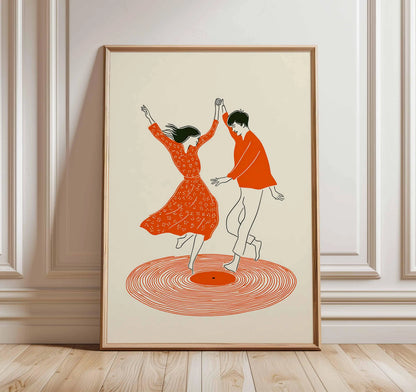 Modern Pop Record Player Music Posters DJ Hip Hop Dancing Couple Prints Canvas Painting Wall Art Pictures Home Living Room De