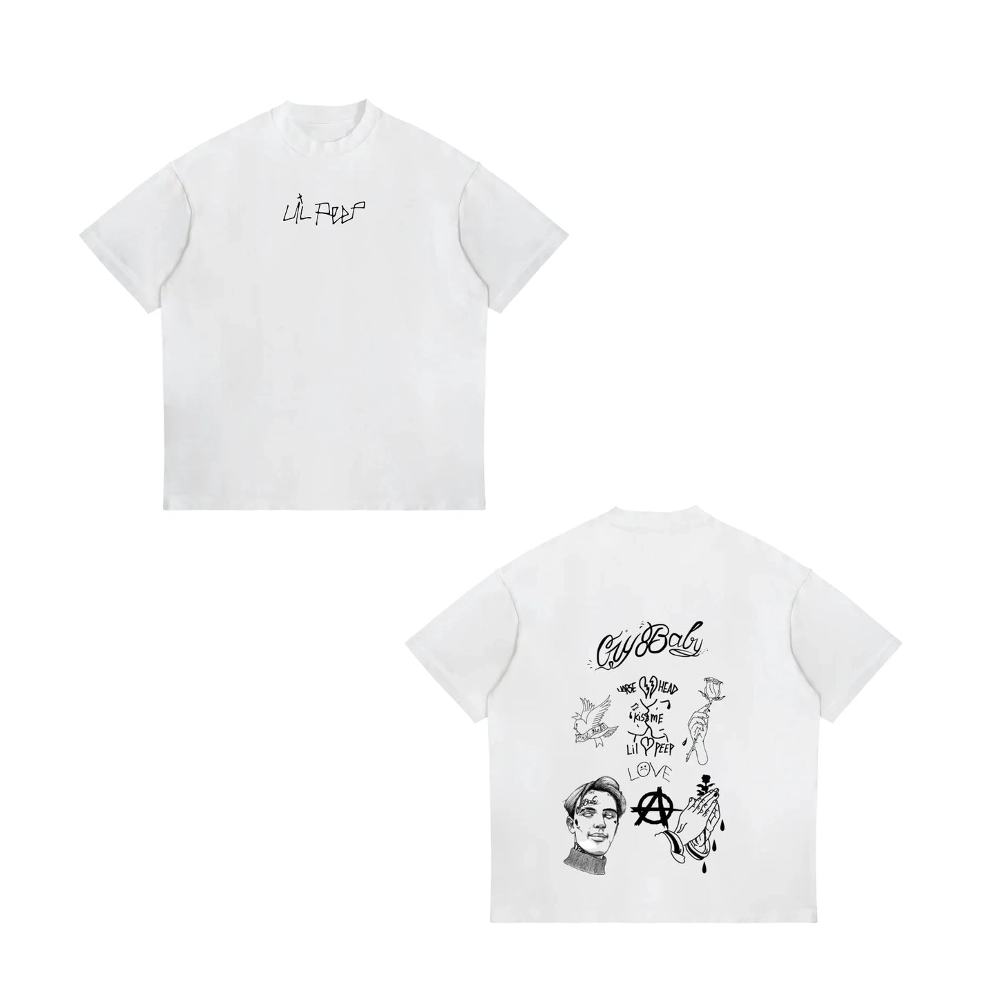 Rapper Lil Peep Hell Boy Graphic TShirt Men's Cool Hip Hop Fashion T-Shirts Men Women Cotton Oversized Tee Shirt Streetwear