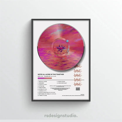 Pop Rapper Music Album Cover DAVE Poster Aesthetic Hip Hop Rock Were All Alone In This Together Canva Print Wall Art Room Decor