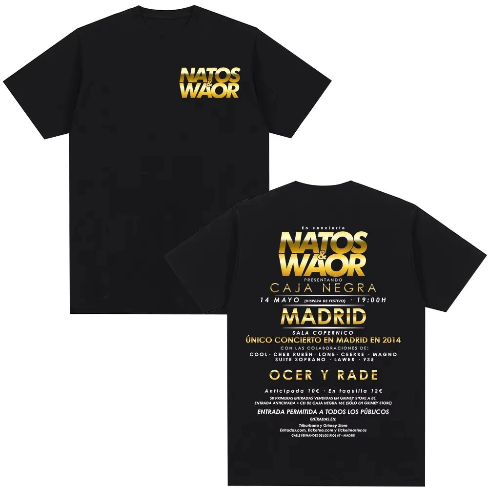 Rapper Natos Y Waor 100%cotton Men's Shirt Summer Graphics Shirts Women's Y2k Hip Hop Short Sleeve Streetwear Tshirt