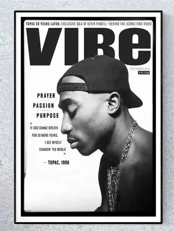 Black and White Pop Hip Hop Rapper 2PAC Posters Tupac Music Album Cover Aesthetic for Room Canvas Painting Art Wall Home Decor