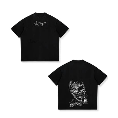 Rapper Lil Peep Hell Boy Graphic TShirt Men's Cool Hip Hop Fashion T-Shirts Men Women Cotton Oversized Tee Shirt Streetwear