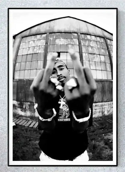 Black and White Pop Hip Hop Rapper 2PAC Posters Tupac Music Album Cover Aesthetic for Room Canvas Painting Art Wall Home Decor