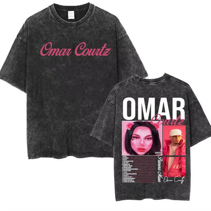 Rapper Omar Courtz Primera Musa World Tour T Shirts Men Women Fashion Gothic Hip Hop T-shirt Vintage Washed Short Sleeve T-shirt