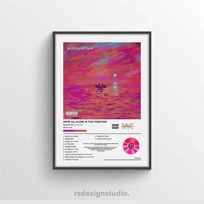 Pop Rapper Music Album Cover DAVE Poster Aesthetic Hip Hop Rock Were All Alone In This Together Canva Print Wall Art Room Decor