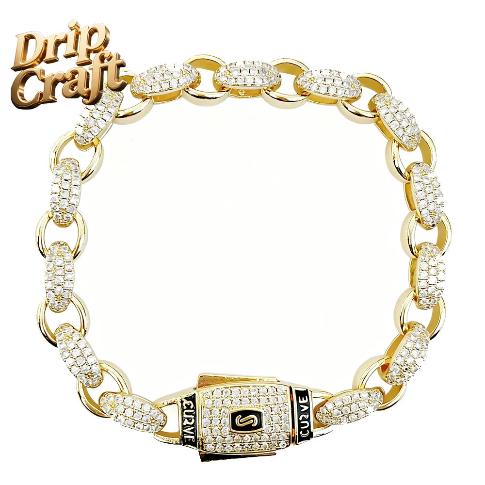 Hip-hop Hot Selling Classic 14K Gold-plated Brass Cuabn Cadena Necklace Cuban Bracelet Hip-hop Jewelry Handmade