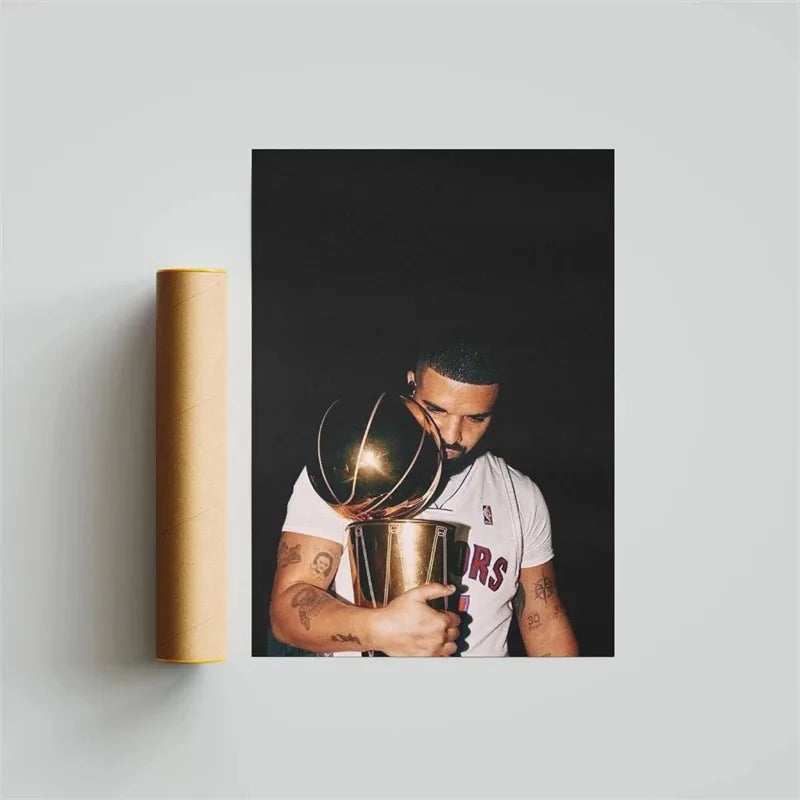 Black and White Drake Concert Cover Poster Aesthetic Pop Rapper Music Album for All the Dogs Canvas Print Wall Art Room Decor