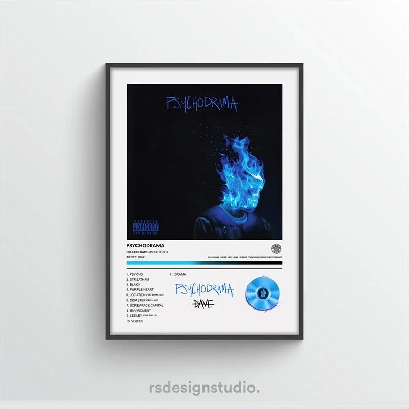 Pop Rapper Music Album Cover DAVE Poster Aesthetic Hip Hop Rock Were All Alone In This Together Canva Print Wall Art Room Decor