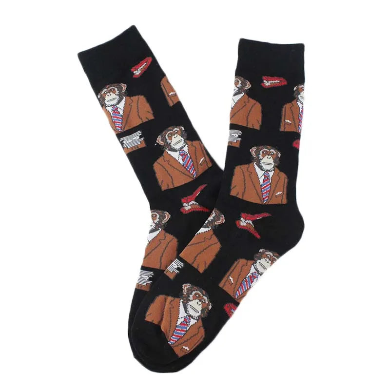 Happy Cool Harajuku Crew Mens Socks Hip Hop Street Big Size Funny Socks Men Skateboard Painting Calcetines Homme Divertidos Sox