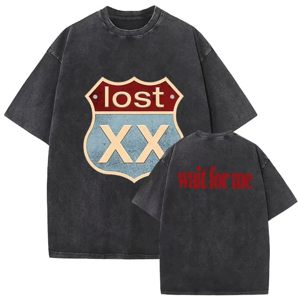 Rapper MGK Day Lost Americana Tour 2026 Vintage Washed T Shirts Men's Women Hip Hop Punk Gothic Short Sleeve T-shirts Streetwear