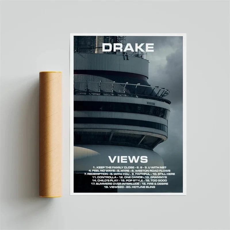 Black and White Drake Concert Cover Poster Aesthetic Pop Rapper Music Album for All the Dogs Canvas Print Wall Art Room Decor