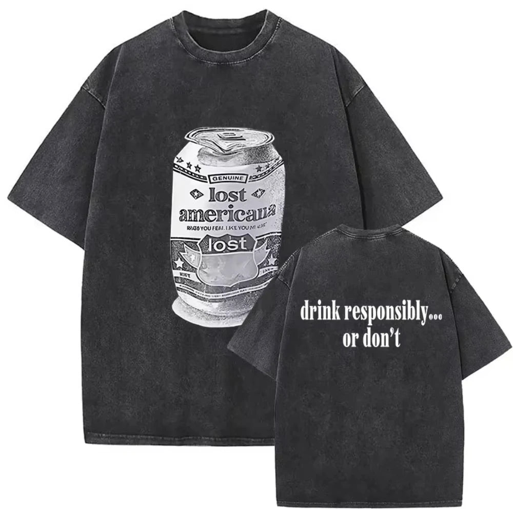 Rapper MGK Day Lost Americana Tour 2026 Vintage Washed T Shirts Men's Women Hip Hop Punk Gothic Short Sleeve T-shirts Streetwear