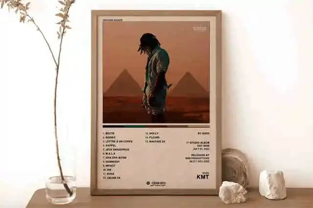 New French Pop Rapper Music Album Poster Aesthetics For Wall Art Mural Room Decor Canvas Print Pirture Office Hip Hop Band
