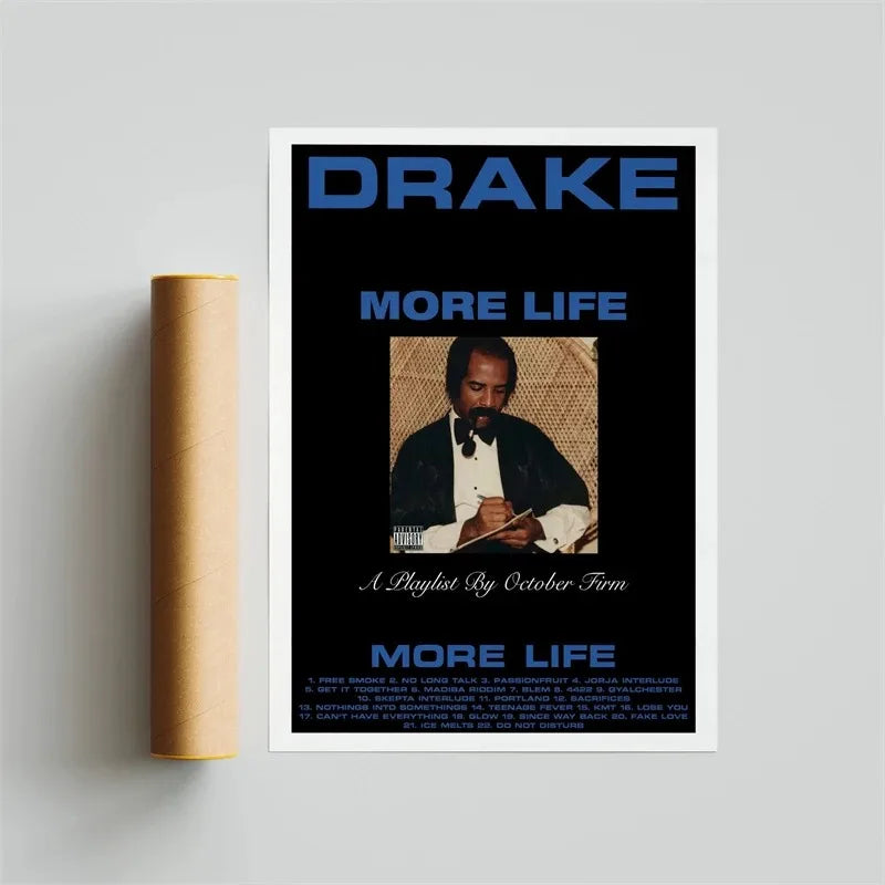 Black and White Drake Concert Cover Poster Aesthetic Pop Rapper Music Album for All the Dogs Canvas Print Wall Art Room Decor