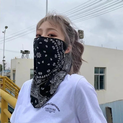 Fashion Punk Sunscreen Mask For Men Women Summer Face Neck UV Protection Ear Scarf Hip Hop Outdoor Sports Cycling Bandana Scarfs