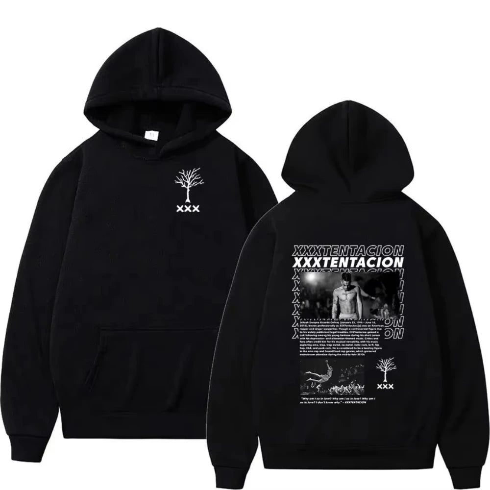Rapper XXXTentacion Tour Album 2026 New Hoodies Men Vintage Long Sleeve Oversized Sweatshirt Hip Hop Pullover Hooded Streetwears