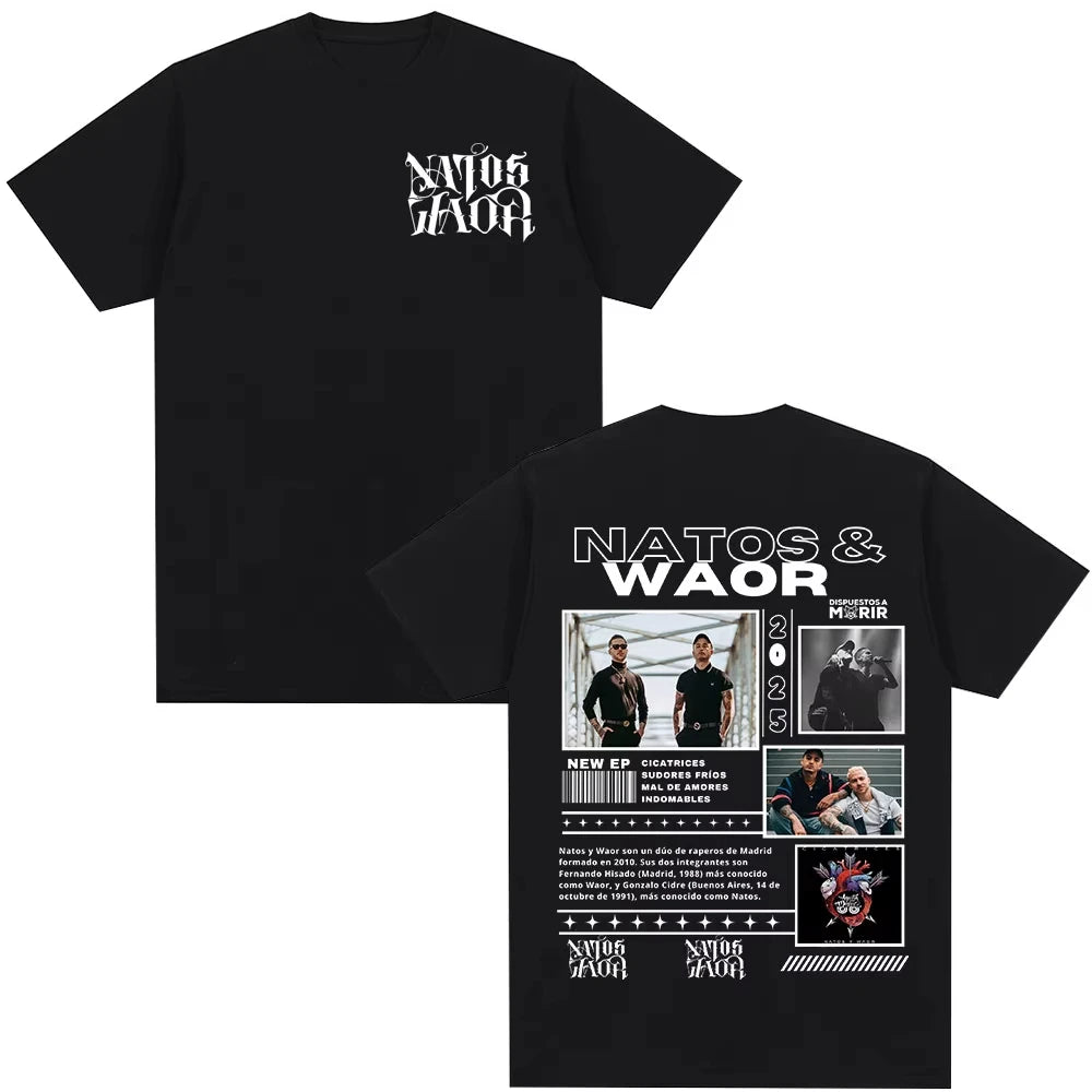 Rapper Natos Y Waor 100%cotton Men's Shirt Summer Graphics Shirts Women's Y2k Hip Hop Short Sleeve Streetwear Tshirt