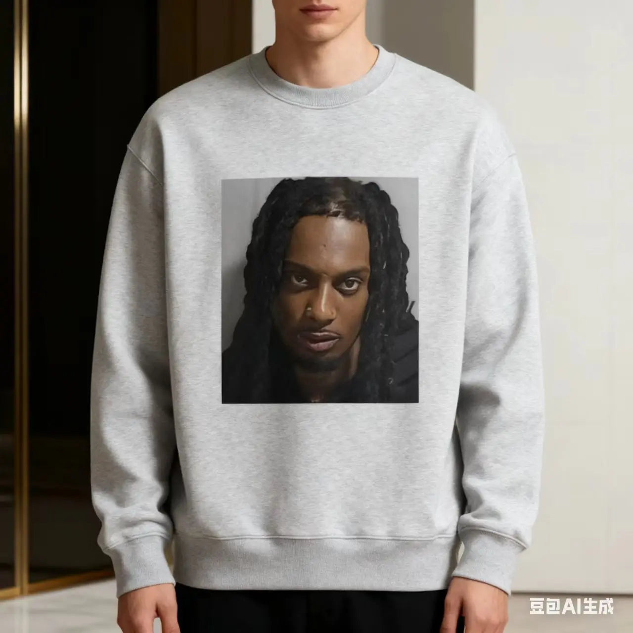 Rapper Playboi Carti Mugshot's illustrated sweatshirt, men's fashion retro hip-hop top, casual round-neck hoodie