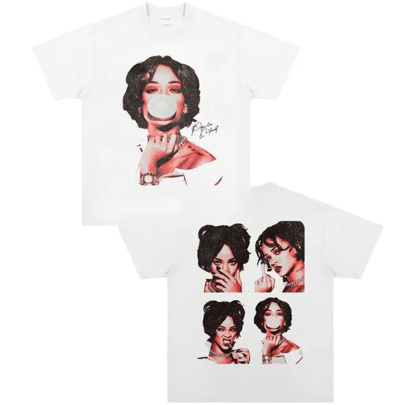 Hip-hop Rap Street-style Direct-exhaust Breathable Printed Short-sleeved T-shirt Made of Cotton