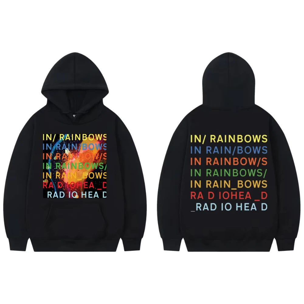 Radiohead in Rainbows Album Merch Hoodie Men's Women Clothing Rock Hip Hop Sweatshirts Fashion Y2k Oversized Pullover Streetwear