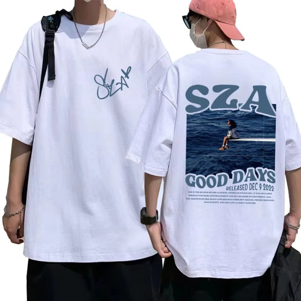 Rapper Sza Music Album SOS T Shirts Fashion Style Men Women Hip Hop Harajuku T-shirt Oversized Casual Cotton Tees Streetwear Y2k