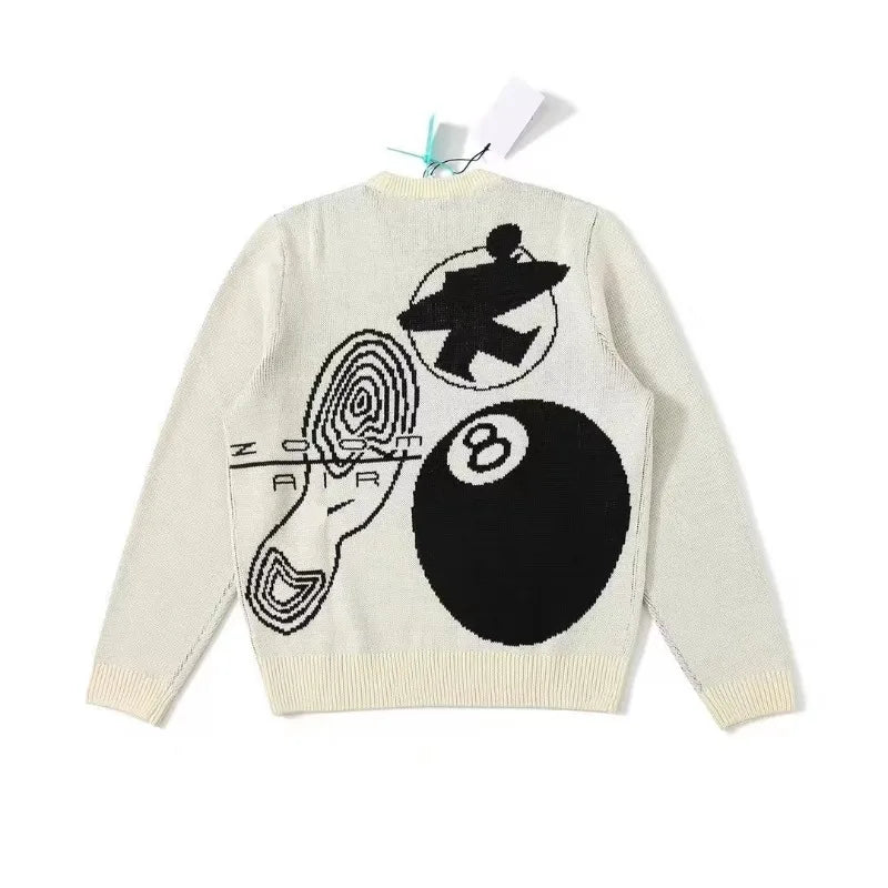 Hip-hop punk fashion casual letter knitted men pullover 2025 street personality versatile top hoodie couple trendy loose sweater