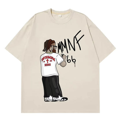 Rapper Hades66 Fashion Print T-shirt Men Women Hip-hop Vintage T-shirts Short-sleeved Top Casual Aesthetic Trend T-shirts