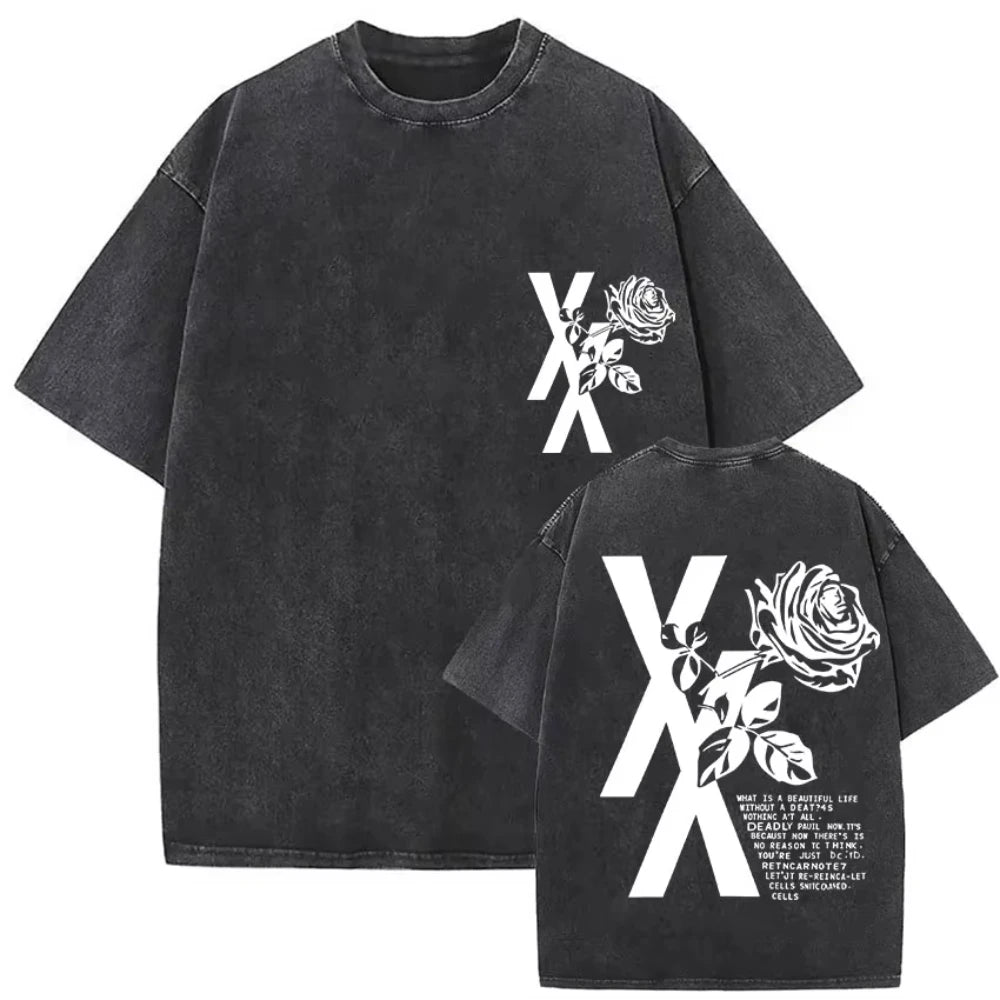 Rapper MGK Day Lost Americana Tour 2026 Vintage Washed T Shirts Men's Women Hip Hop Punk Gothic Short Sleeve T-shirts Streetwear