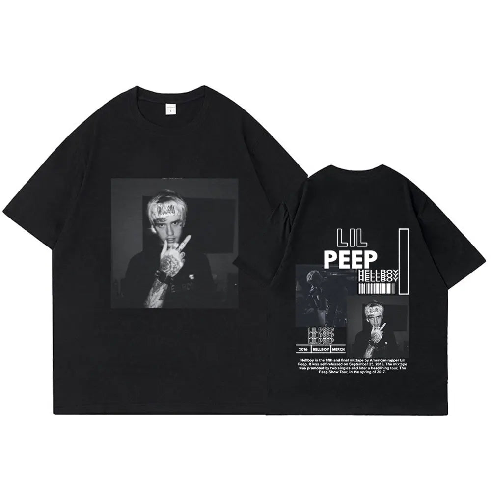 Rapper Lil Peep T-Shirt Hellboy Crybaby Hip Hop Graphic T shirt Summer Men's Clothing Aesthetic Oversized Cotton Tee Shirt
