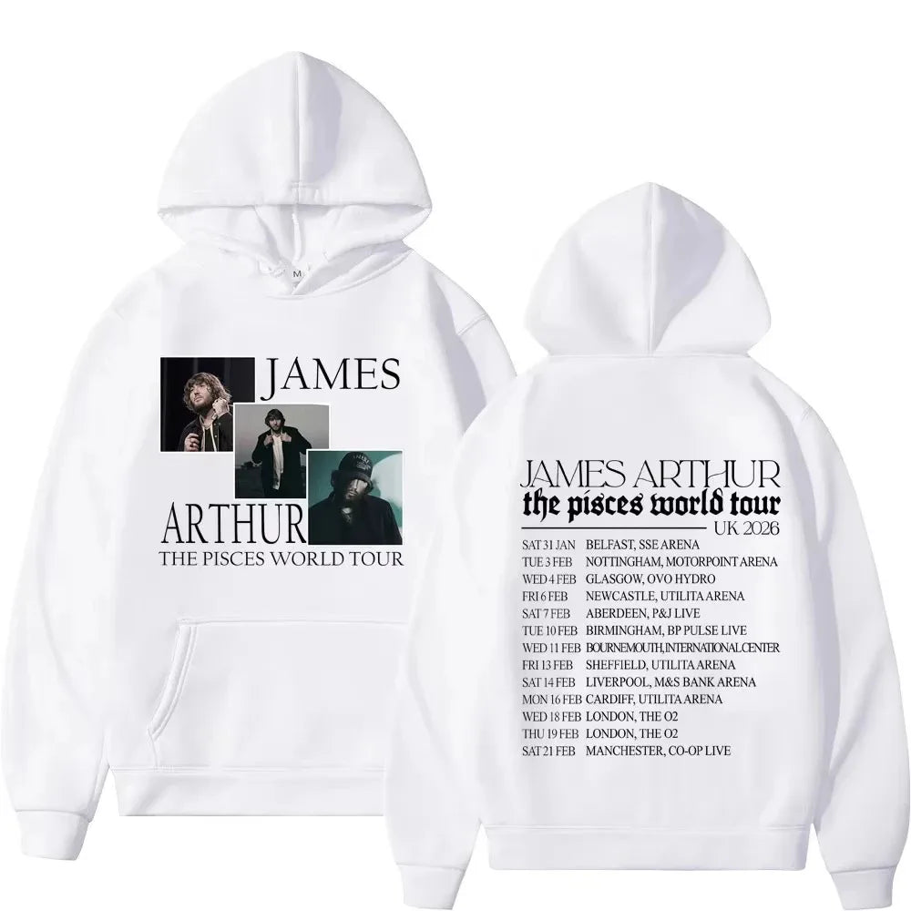 Rapper James Arthur The Pisces 2026 World Tour Printed Hoodie, Unisex Hip Hop Sportswear Set, Casual Loose Gothic Punk Pullover