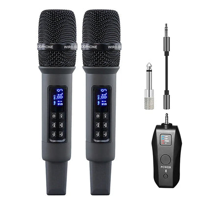 UHF Wireless Handheld Dynamic Karaoke Microphone Bluetooth Receiver Performing Professional Home Reverb High and Low Bass Mic