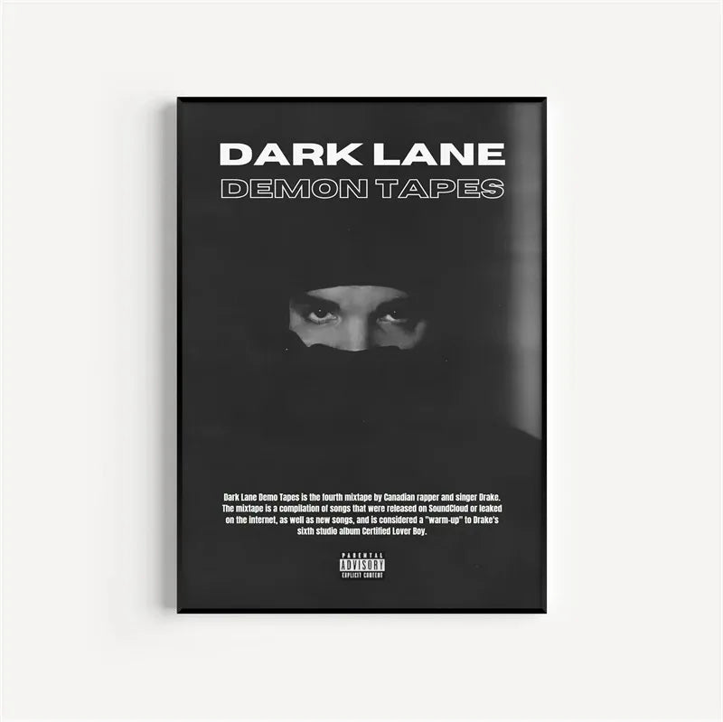 Black and White Drake Concert Cover Poster Aesthetic Pop Rapper Music Album for All the Dogs Canvas Print Wall Art Room Decor