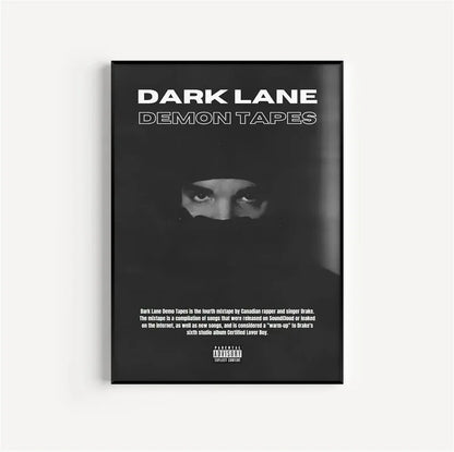 Black and White Drake Concert Cover Poster Aesthetic Pop Rapper Music Album for All the Dogs Canvas Print Wall Art Room Decor