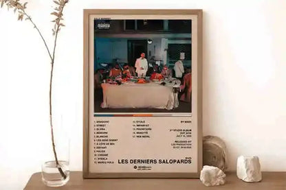 New French Pop Rapper Music Album Poster Aesthetics For Wall Art Mural Room Decor Canvas Print Pirture Office Hip Hop Band