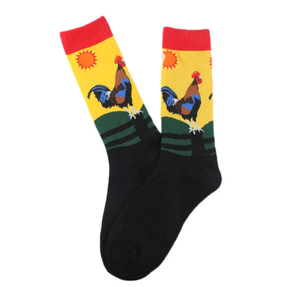 Happy Cool Harajuku Crew Mens Socks Hip Hop Street Big Size Funny Socks Men Skateboard Painting Calcetines Homme Divertidos Sox