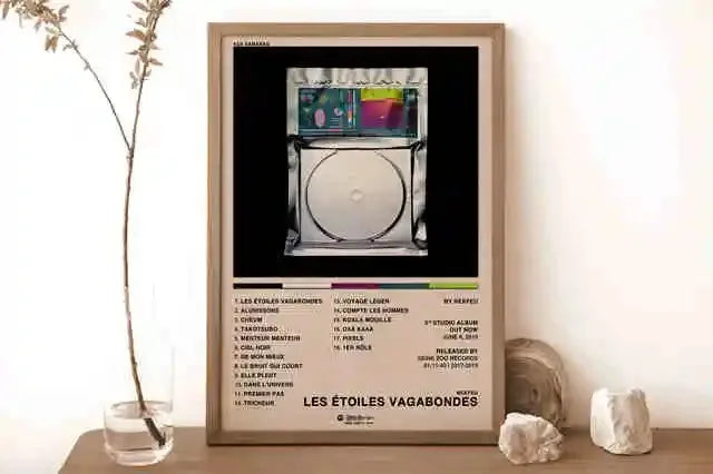 New French Pop Rapper Music Album Poster Aesthetics For Wall Art Mural Room Decor Canvas Print Pirture Office Hip Hop Band
