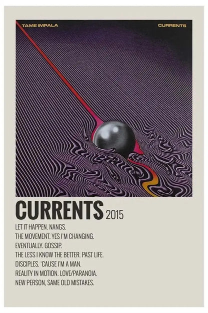 Pop Rock Singer Tame Impala Poster Aesthetic Rapper Music Album Currents Home Decoration Canvas Print Wall Art Room Decor
