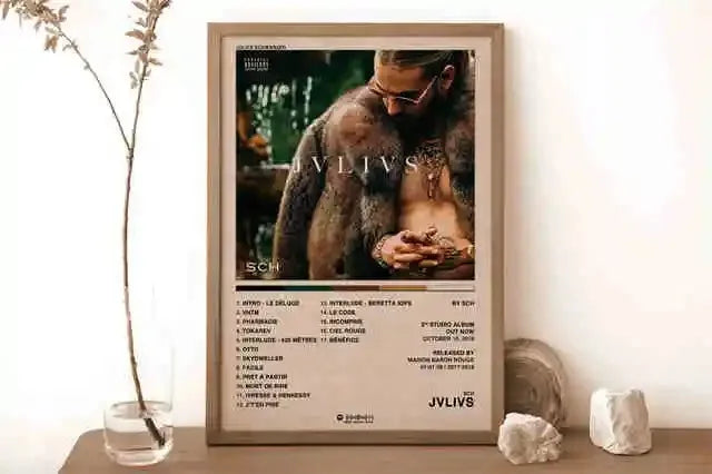 New French Pop Rapper Music Album Poster Aesthetics For Wall Art Mural Room Decor Canvas Print Pirture Office Hip Hop Band