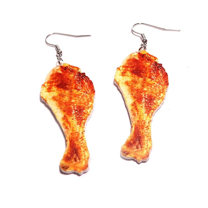 Earrings For Women Girls Hip Hop Cute Exaggeration Special Creativity Jewelry Pizza Hamburger Fried Egg Chicken Leg Toast