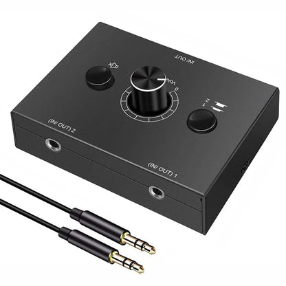4 Way/2 Way 3.5mm Stereo Audio Switcher Bi-Directional Audio Switch Splitter Box 2x1/1x2 4x1/1x4 Switcher with Mute Button