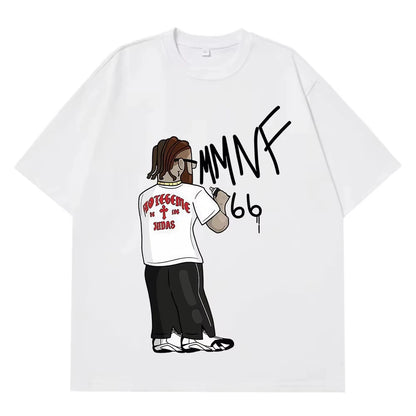 Rapper Hades66 Fashion Print T-shirt Men Women Hip-hop Vintage T-shirts Short-sleeved Top Casual Aesthetic Trend T-shirts