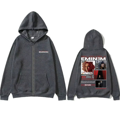 Rapper Eminem Music Album 2025 Zipper Hoodie Men's Clothing Retro Oversized Zip Up Sweatshirt Men Hip Hop Fashion Zip Up Jacket