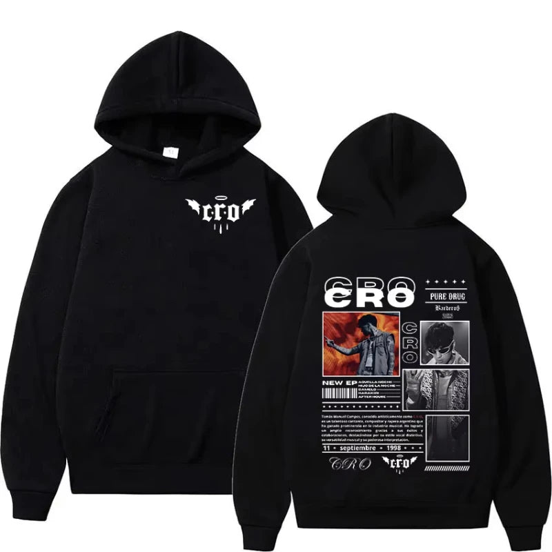 Rapper C.R.O New Era Trap Tour 2025 Hoodie Men's Hip Hop Fashion Oversized Sweatshirt Unisex Vintage Pullover Hoodies Streetwear