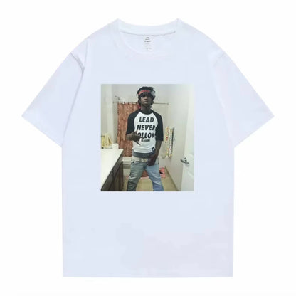 Rapper Chief Keef Lead Never Follow Leaders Funny Meme T-shirts Male Cotton Tshirt Men's Women Hip Hop Casual Oversized T Shirts