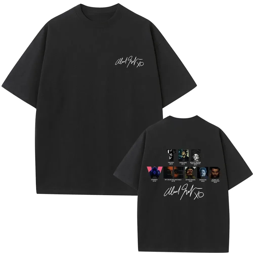 Rapper The Weeknd Music Album Cover Graphic T Shirt Men Women Hip Hop Fashion Oversized T-shirt Male Casual Cotton Retro Tshirt